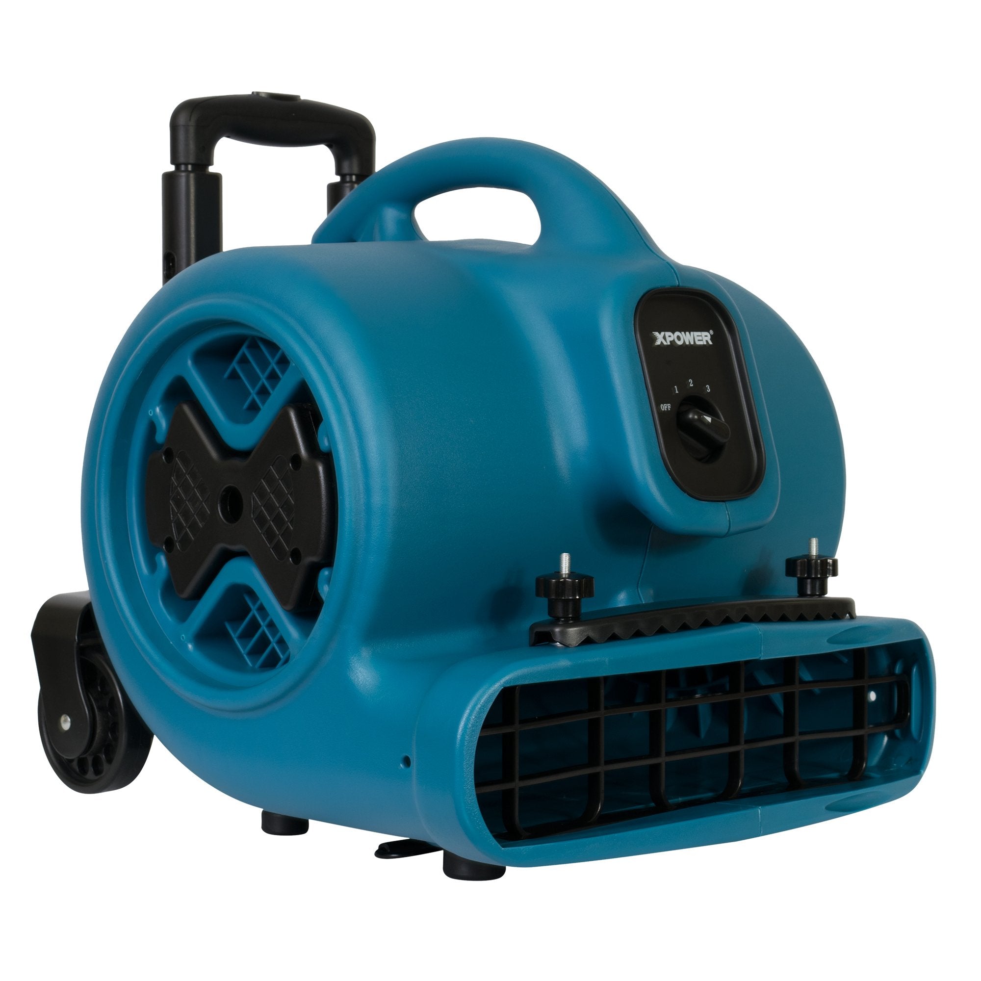 XPOWER P-630HC Pro 1/2 HP 2800 CFM Centrifugal Air Mover, Carpet Dryer, Floor Fan, Blower, Telescopic Handle and Wheels, Carpet Clamp, for Water Damage Restoration, Janitorial, Plumbing, Home Us, Blue