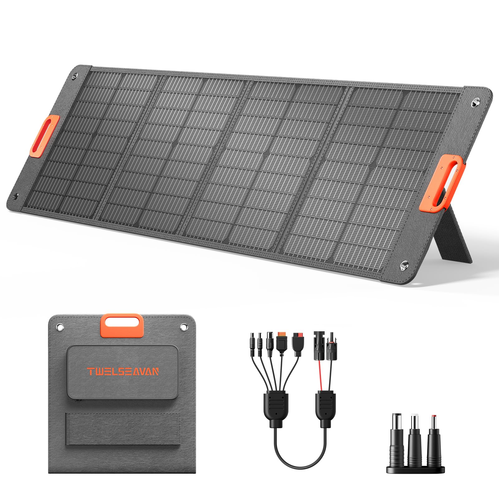 120W Portable Solar Panel for Power Station, 24% High Efficiency ETFE Foldable Solar Panel Charger, QC3.0, Type-C 60W, MC4 Output, IP65 Waterproof, for Outdoor Camping, RV, Emergency Power Supply