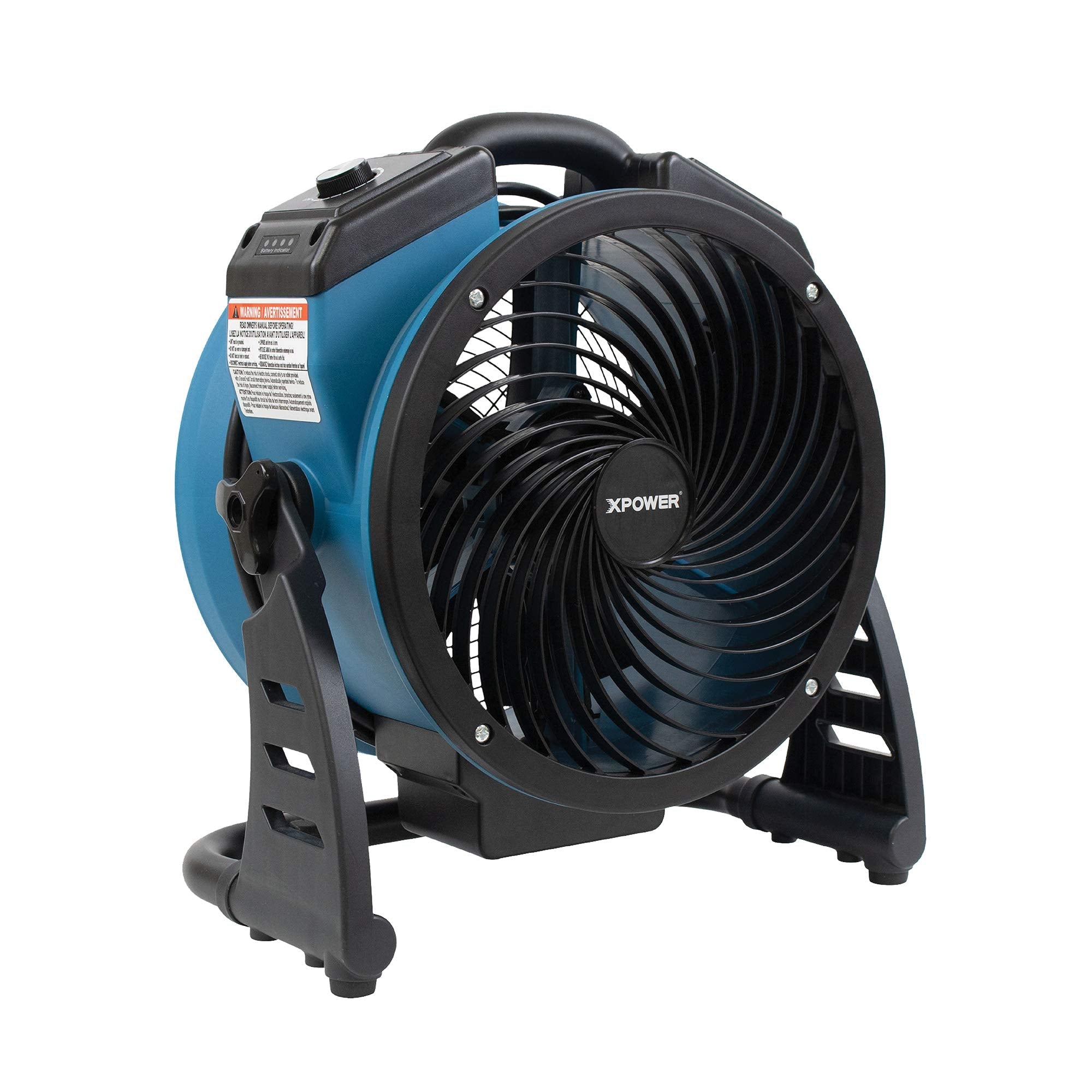 XPOWER FC-150B Portable High Velocity AC/DC Dual Power Operated Portable Rechargeable Battery 18,200mAh Utility Fan, Extended Air Flow, 1000 CFM