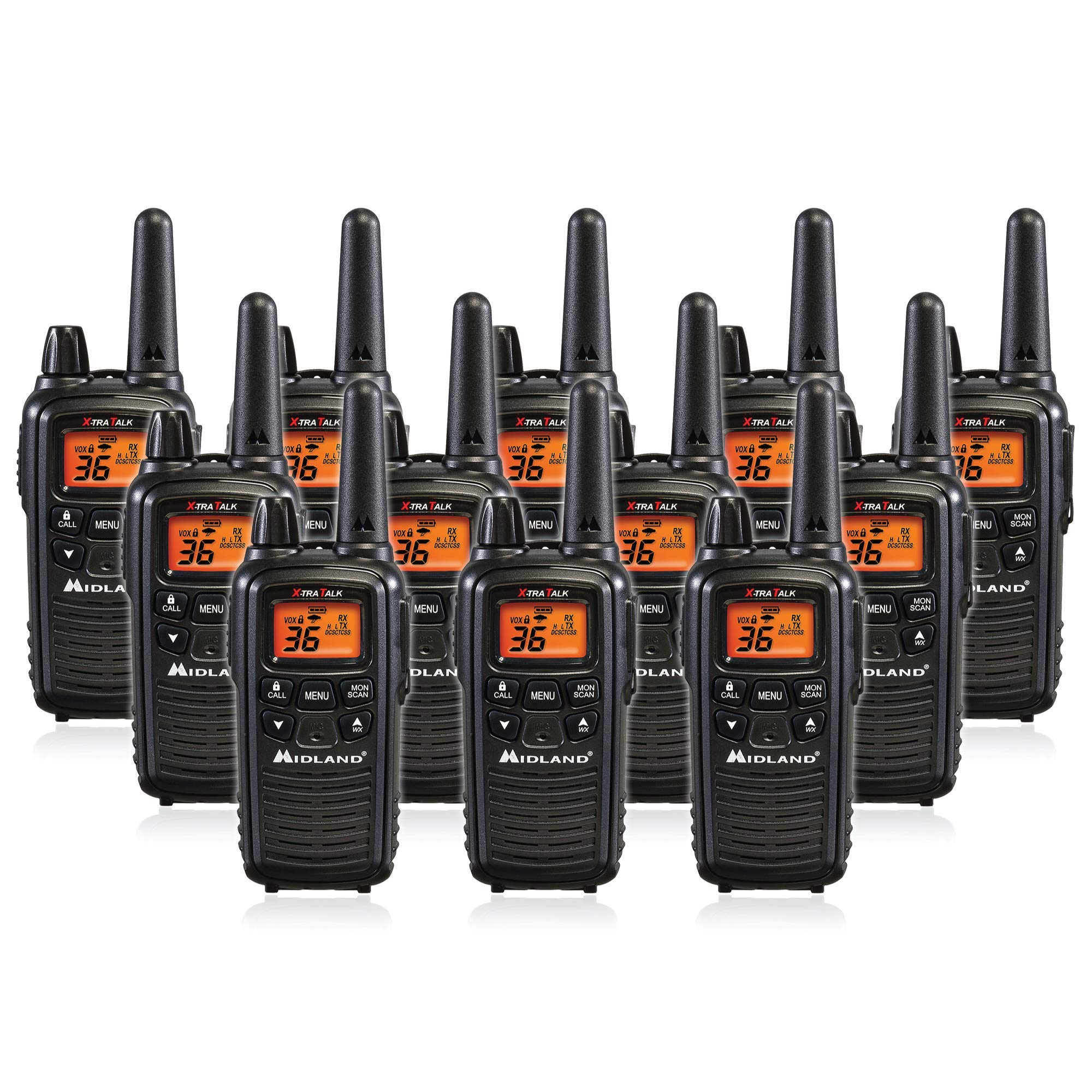 Midland LXT600VP3 36 Channel FRS Two-Way Radio - Up to 30 Mile Range Walkie Talkie - Black (Pack of 12)