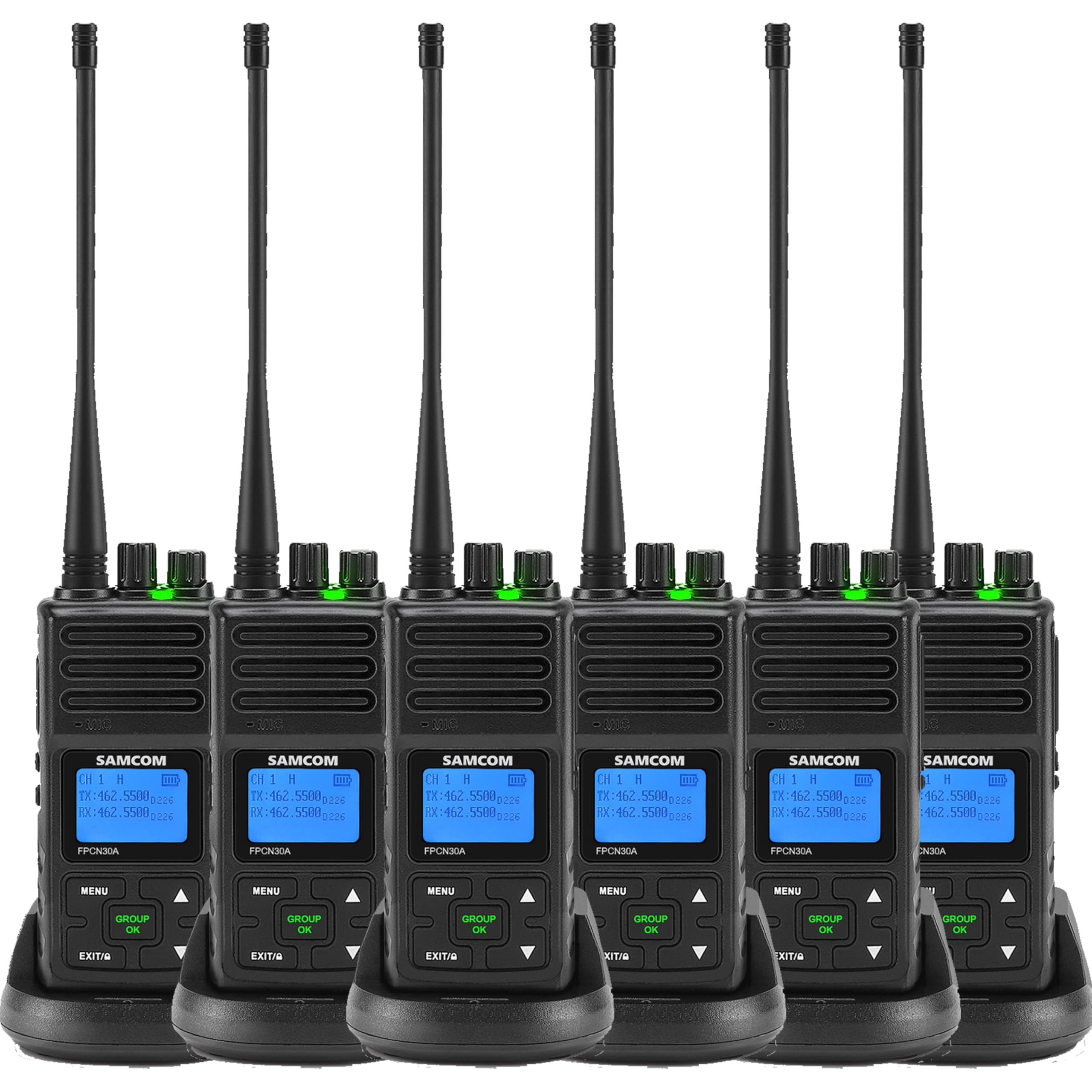 SAMCOM Long Range Walkie Talkies for Adults, 5Watt FPCN30A Two Way Radios with Earpieces,Programmable UHF 2 Way Long Distance Radio Group Call for Commercial Cruises Hunting Hiking,6 Packs