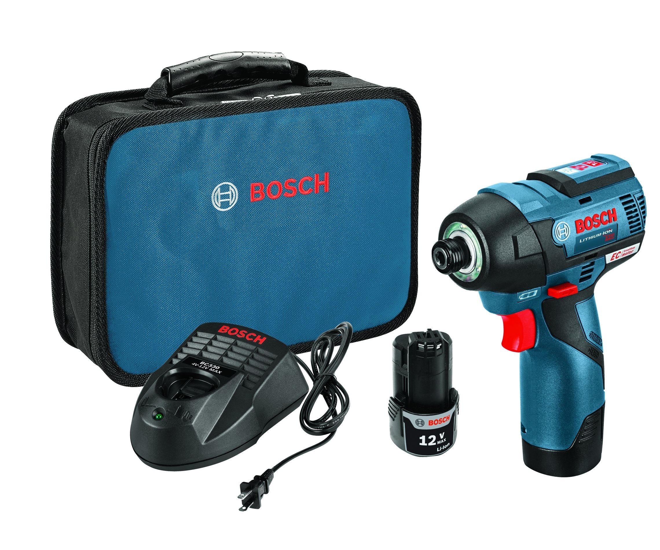 BOSCH PS42-02 12V Max EC Brushless Impact Driver Kit with (2) 2.0Ah Batteries