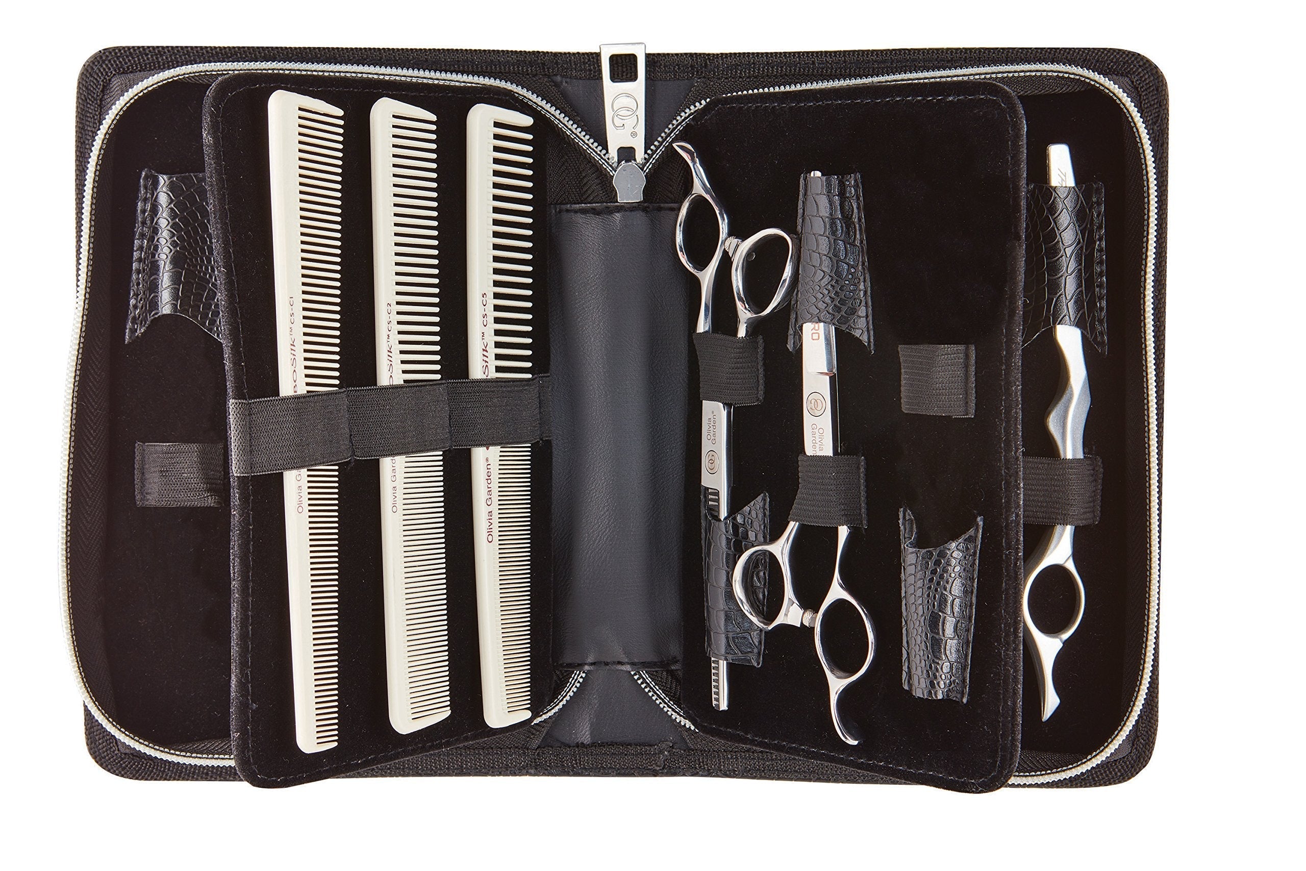 Olivia Garden SilkCutPro Professional Hairdressing Shear Large Capacity Shear Case Deal Contains Professional Hairdressing 5.75" Shear and Thinner Intro Case Contains: SKP-575LH, SKP-T635LH
