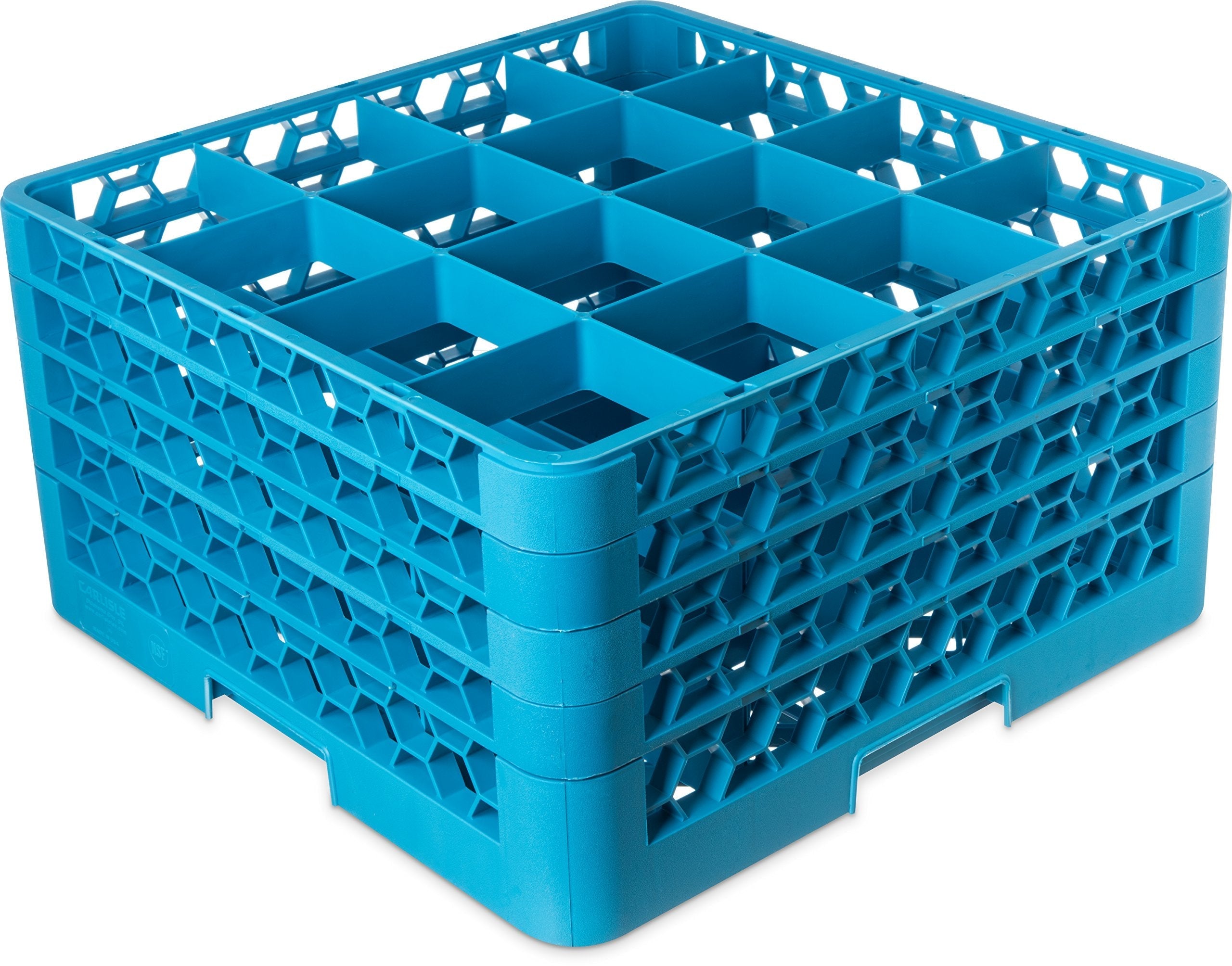 Carlisle FoodService Products Opticlean Glass Rack 16 Compartments with 4 Extenders for Kitchens and Restaurants, Plastic, 19.875 x 19.875 x 10.5 Inches, Carlisle Blue, (Pack of 2)