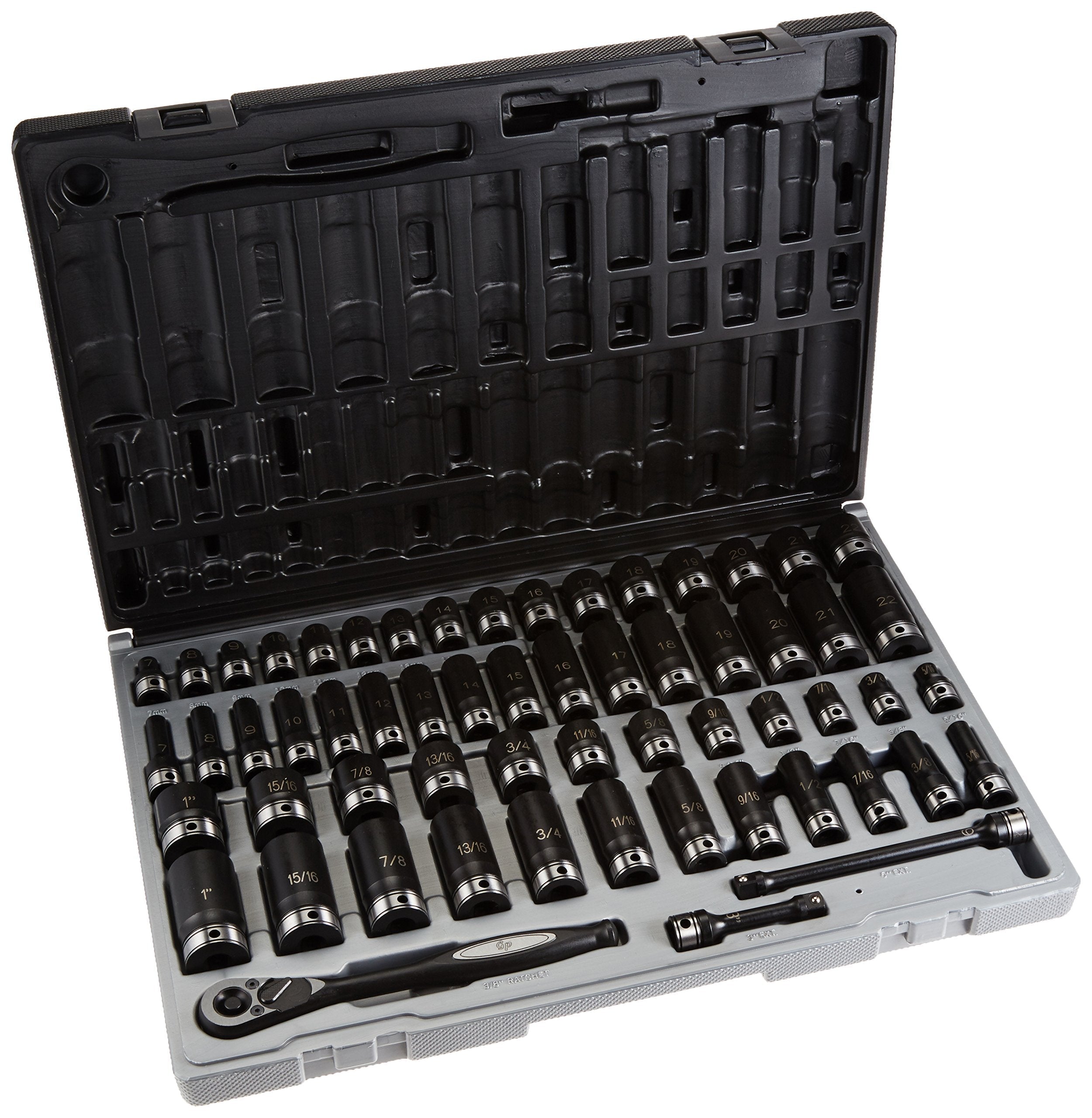 Grey Pneumatic Corp - 3/8 Dr. 59Pc Fract. Metric Duo-Socket Set - 6 P (81659CRD)