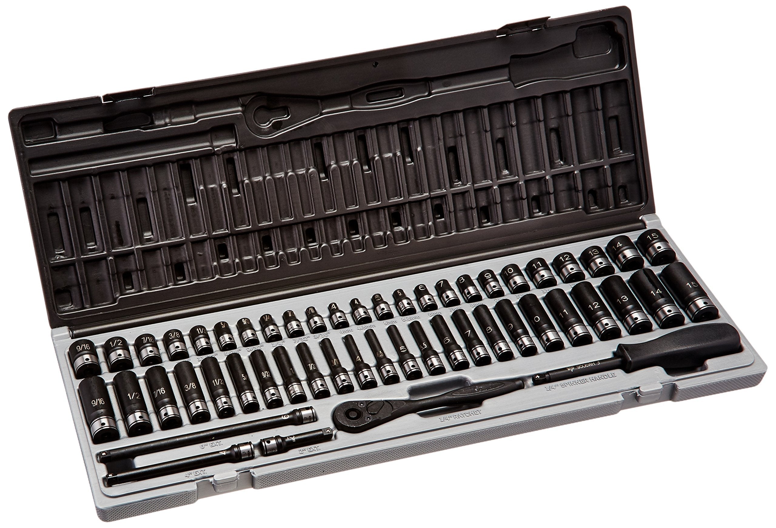 Grey Pneumatic Corp - 1/4 Dr. 53Pc Fract. Metric Duo-Socket Set 6-Pt (89653CRD)