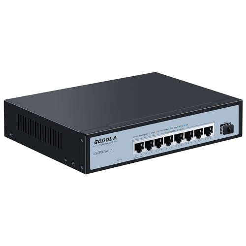 SODOLA 8 Port 2.5G PoE Switch 120W|1X 10G SFP+&4 x 2.5GBase-T PoE Ports, IEEE802.3af/at, Plug & Play/ Desktop&Wall Mount 2.5GbE PoE Network Switch