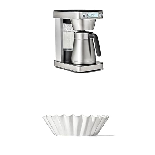 Bundle of OXO Brew 12-Cup Coffee Maker With Podless Single-Serve Function,Silver + OXO Brew Commercial Basket Style Large Coffee Filters