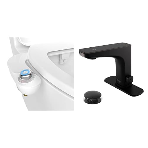Bathroom Refresh Bundle Includes (1) Bio Bidet by Bemis SlimGlow Simple Bidet Toilet Attachment and (1) Grove Motion Activated Hands Free Bathroom Faucet in Matte Black Finish