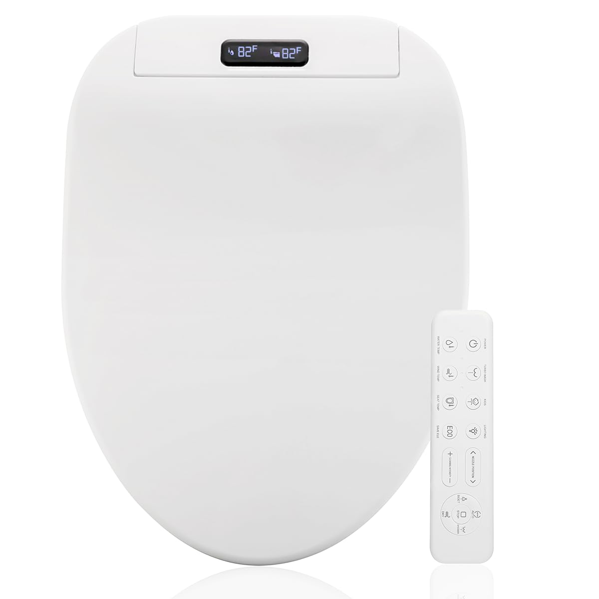 GenieBidet Heated Bidet Toilet Seat - Self Cleaning Elongated Design and Wireless Remote Control - Unlimited Warm Water - Convenient Electric Bidet Toilet Seat