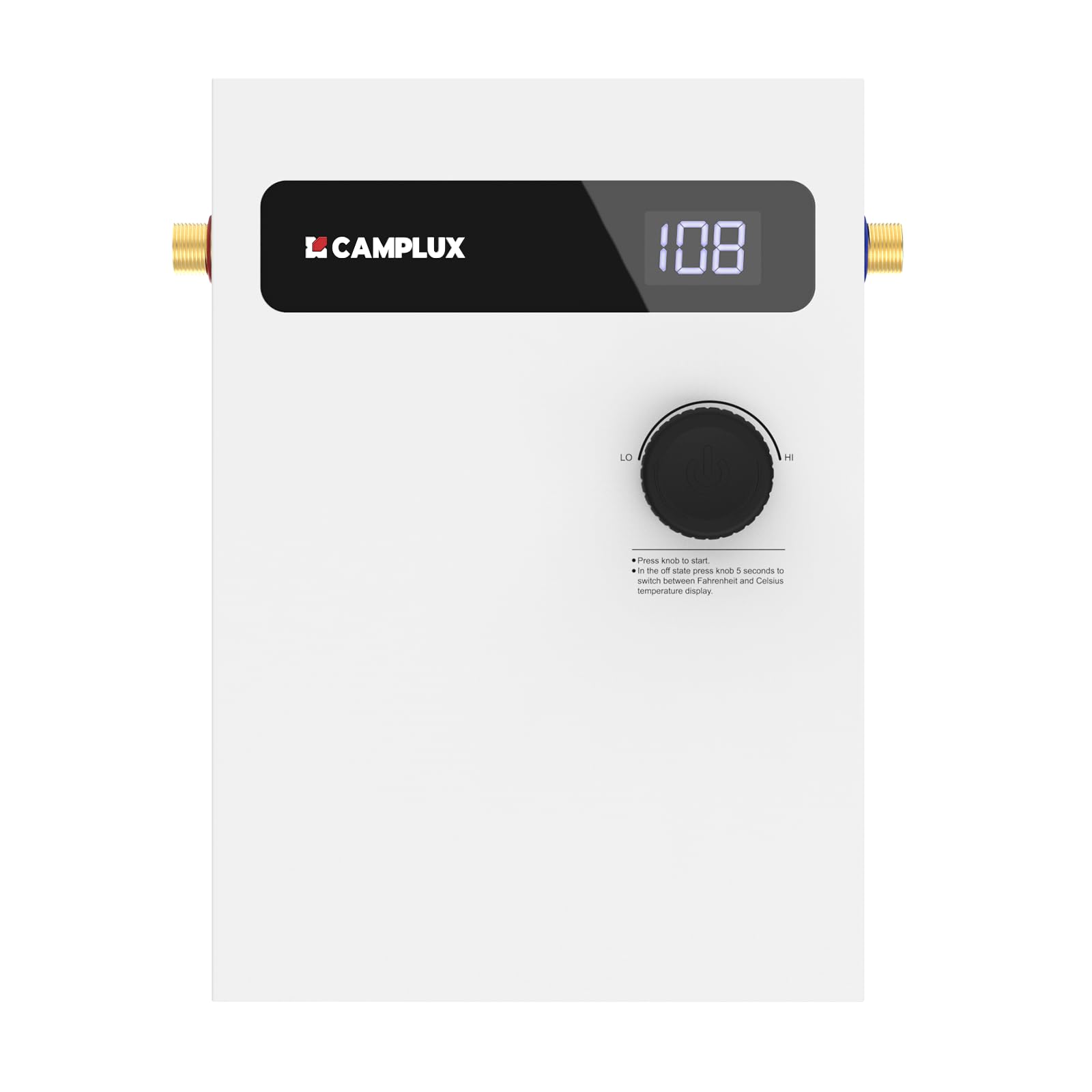 CAMPLUX Tankless Water Heater Electric 8kW 240 Volt, On Demand Instant Hot Water Heater with Self-Modulating Save Energy, Point-of-Use Side Water Connection for Easier Installation, ETL Certificated