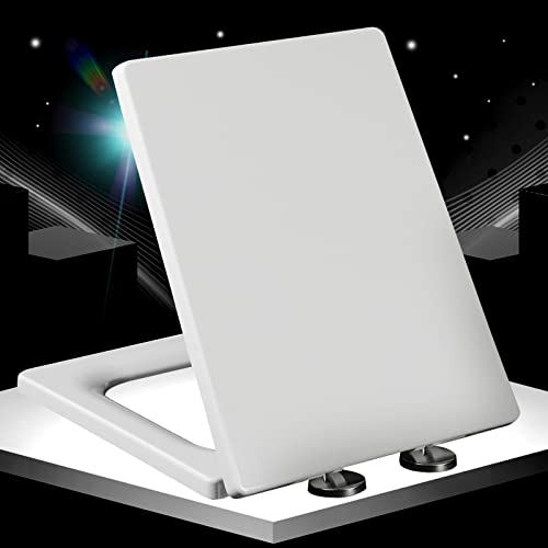 Square Toilet Seats Soft Close White Quick Release Loo Seat White Square Shape Loo Seat Quick-Release, Easy to Install and Clean,white-40~45cm*34.5cm