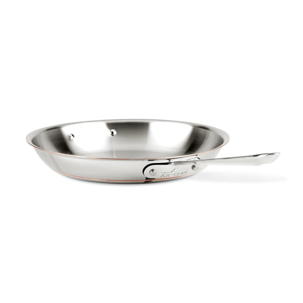 All-Clad Copper Core 5-Ply Stainless Steel Fry Pan 12 Inch Induction Oven Broiler Safe 600F Pots and Pans, Cookware Silver