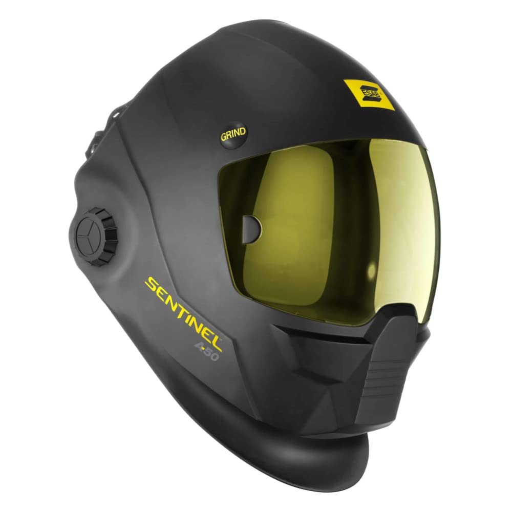 ESAB 0700000800 Sentinel A50 Welding Helmet, Black Low-Profile Design, High Impact Resistance Nylon, Infinitely-Adjustable, Color Touch Screen Controls, 3.93" x 2.36" Viewing Lens
