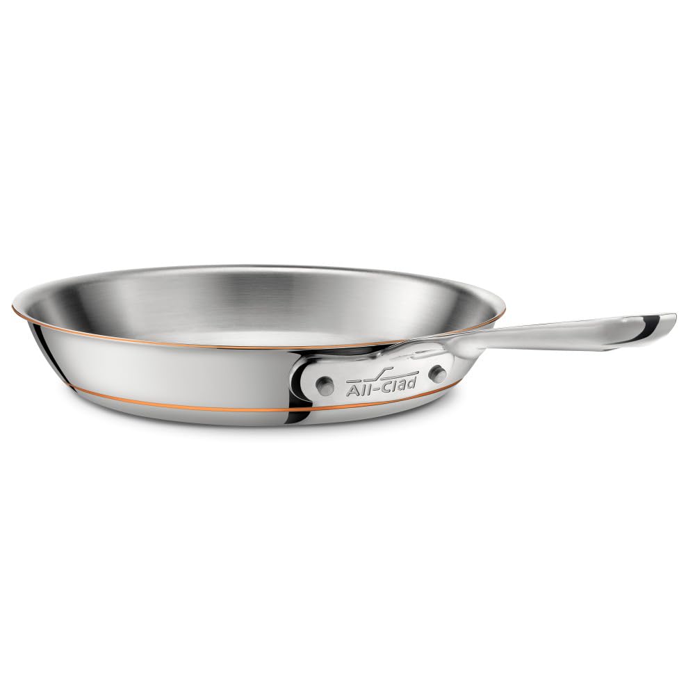 All-Clad Copper Core 5-Ply Stainless Steel Fry Pan 10 Inch Induction Oven Broiler Safe 600F Pots and Pans, Cookware Silver