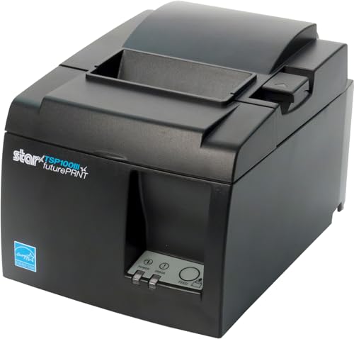 Star Micronics TSP143IIIBi Bluetooth Thermal Receipt Printer for iOS, Android, and Windows with Auto-cutter and Internal Power Supply - Gray