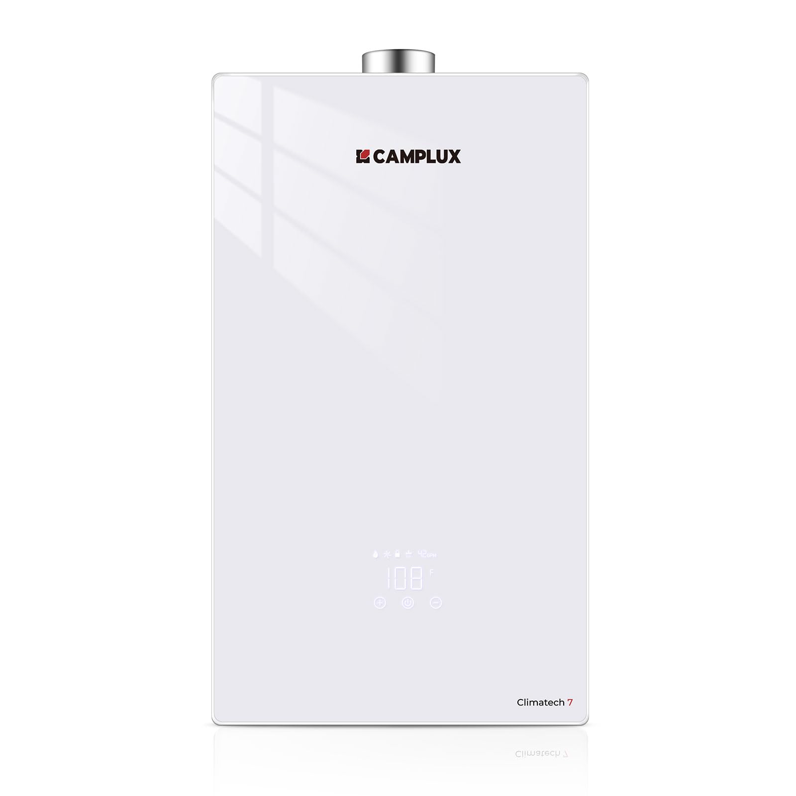 CAMPLUX Tankless Water Heater Propane 85,300 BTU, 3.6 GPM Instant On Demand Propane Residential Tankless Hot Water Heaters Indoor with Tempered Glass Panel, Indoor Installation, White