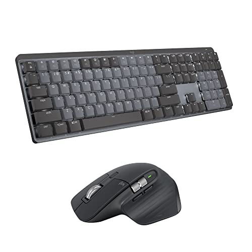 Logitech MX Mechanical Full-Size Illuminated Wireless Keyboard, Linear, and MX Master 3S Performance Wireless Bluetooth Mouse Bundle, macOS, Windows, Linux, iOS, Android