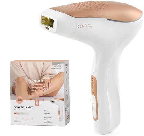 Sensica 'Sensilight Pro' IPL Laser Hair Removal Device | Award Winning Laser Hair Remover for Fast, Permanent Results | Professional Salon Smooth Skin at Home | Body, Legs, Armpits, Bikini, Face
