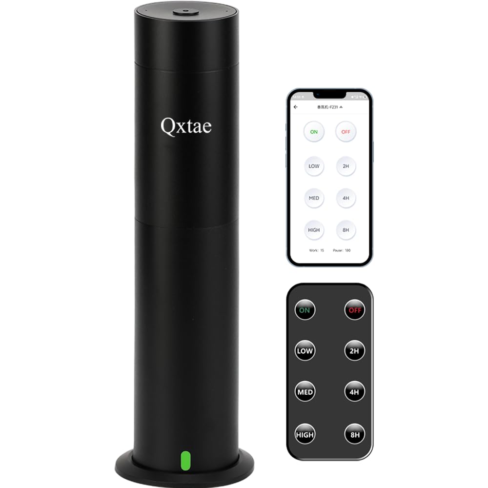 120mlAroma Diffuser, Waterless Essential Oil Diffuser, Fragrance Diffuser, Scent Diffuser with Remote Control & Mobile App Bluetooth Control, Ideal for Household, Hotel, Office and Club Use (Black)