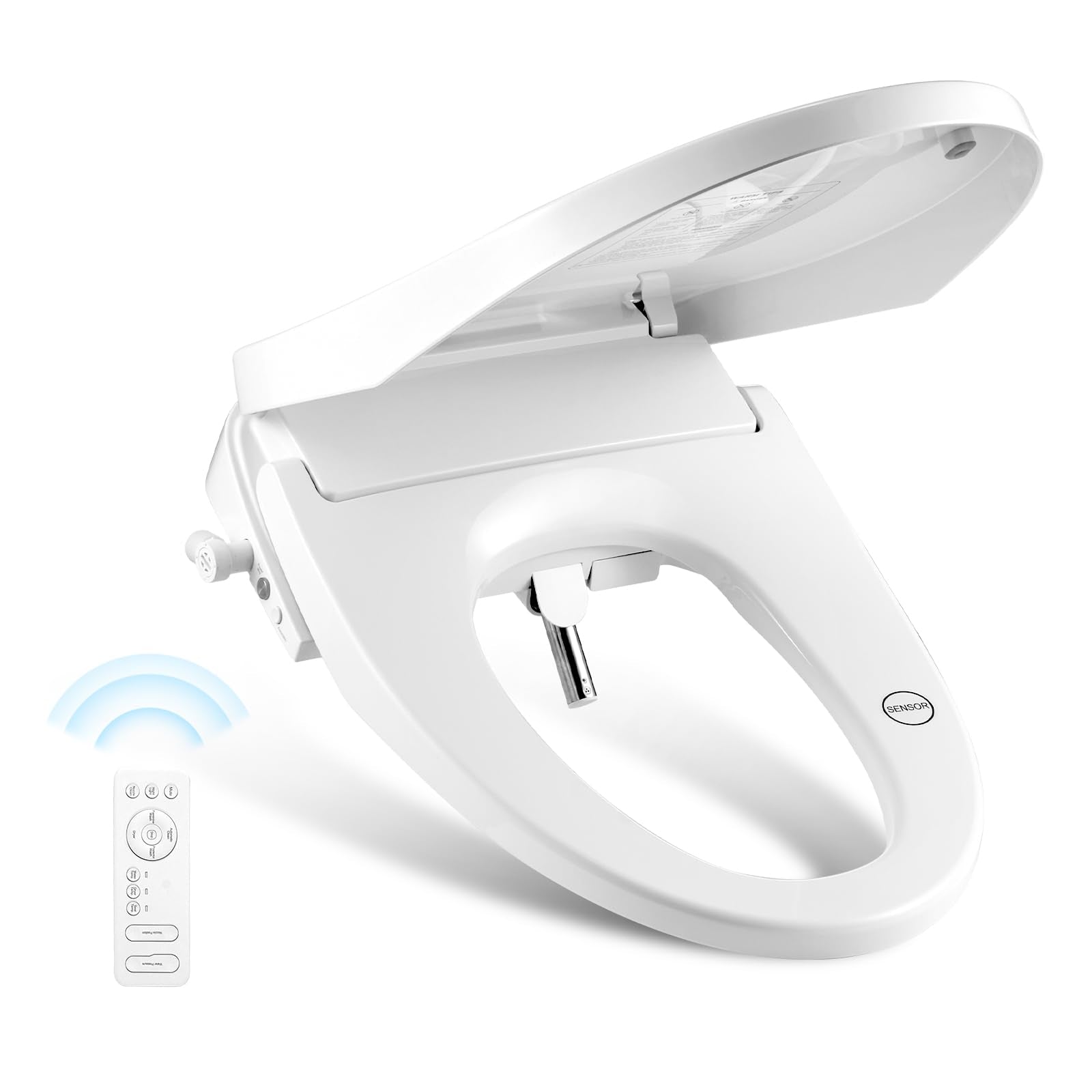 VEVOR Elongated Bidet Toilet Seat, Remote Control Smart Toilet Seat for Existing Toilets, Electric Bidet Toilet Seat with Slow Close, Night Light, Self Cleaning, Air Dryer, Easy Installation, White