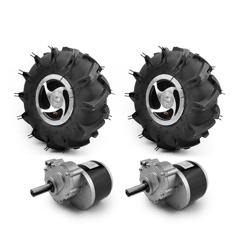 L-faster Dual Drive Motor Wheel Kit for Electric Agricultural Tool, Tiller, Garden Farm, Hand Cart, 10 Inch Tire, 24V, 500W (Agricultural kit E, Max Speed 6kph)
