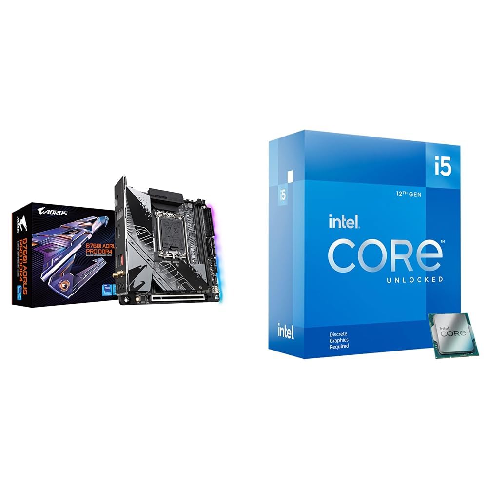 GIGABYTE B760I AORUS PRO DDR4 (LGA 1700/ Intel/ B760/ Mini-ITX/ DDR4/ Dual M.2 & Intel Core i5-12600KF Desktop Processor 10 (6P+4E) Cores up to 4.9 GHz Unlocked LGA1700 600 Series Chipset 125W