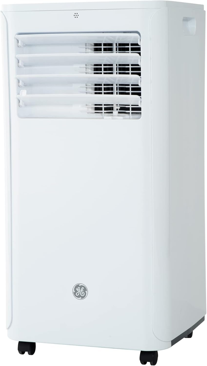 GE APMS06BWF 6,000 BTU DOE Portable Air Conditioner for Small 250 sq. ft, Digital, Remote Control, Perfect for Bedroom or Living Room, Easy Install Kit Included, White