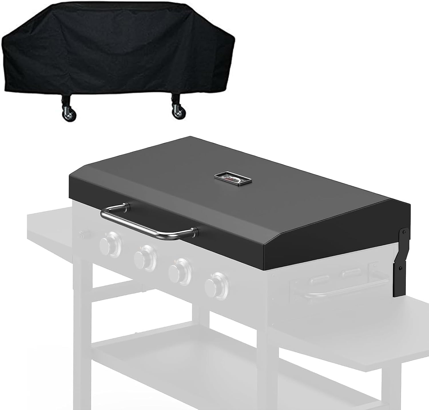 Outspark Hinged Lid for Blackstone 36 Inch Griddle Hard Cover Hood for Blackstone 1554 1818 1825 1836 1863 36'' Griddle with Grill Cover and Temperature Gauge Black