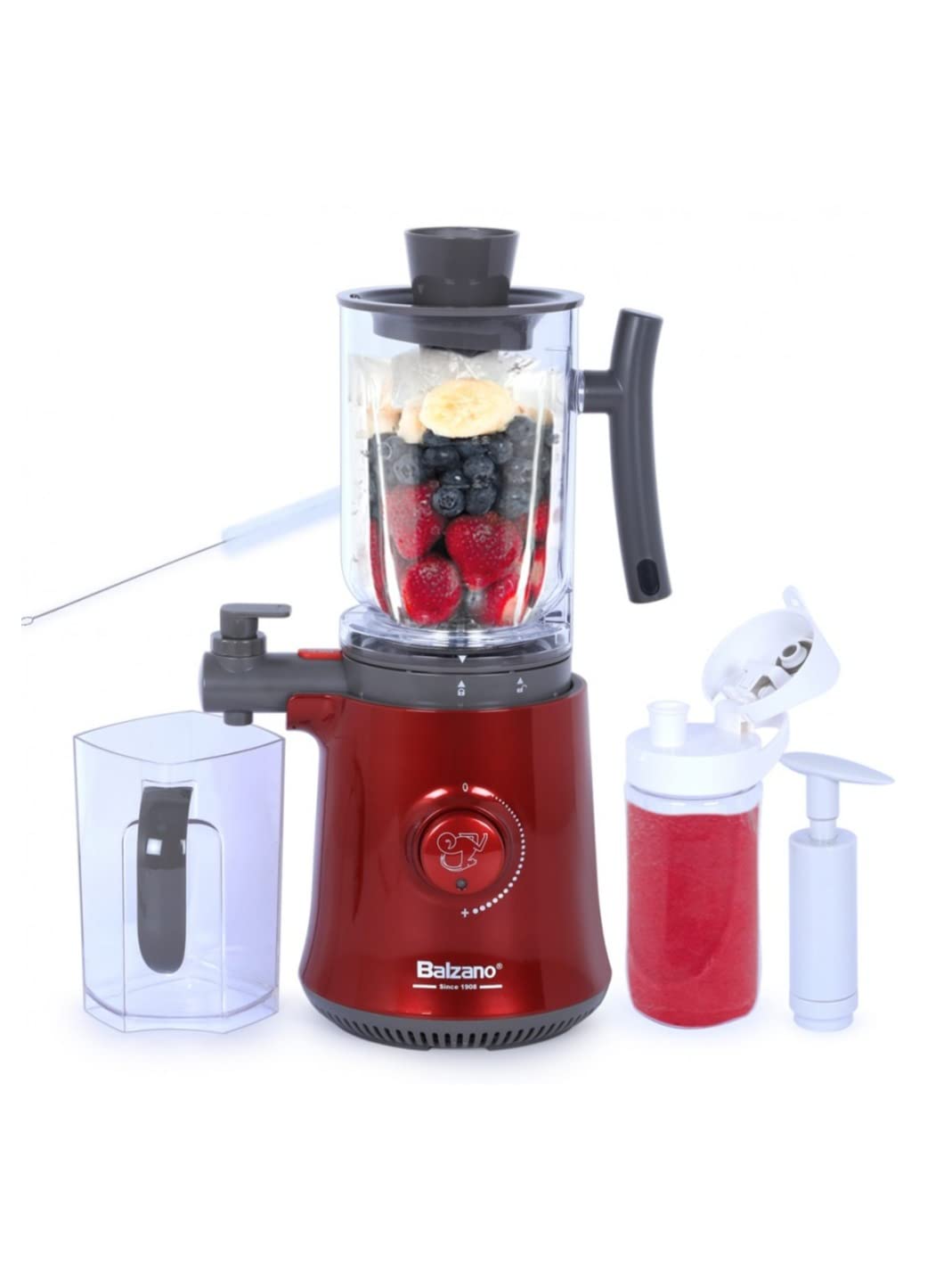 Balzano Yoga Blender/Smoothie Maker/Juicer/Soup Maker with Auto Seed Separation and Immunity Booster - Metalic Red, Compact