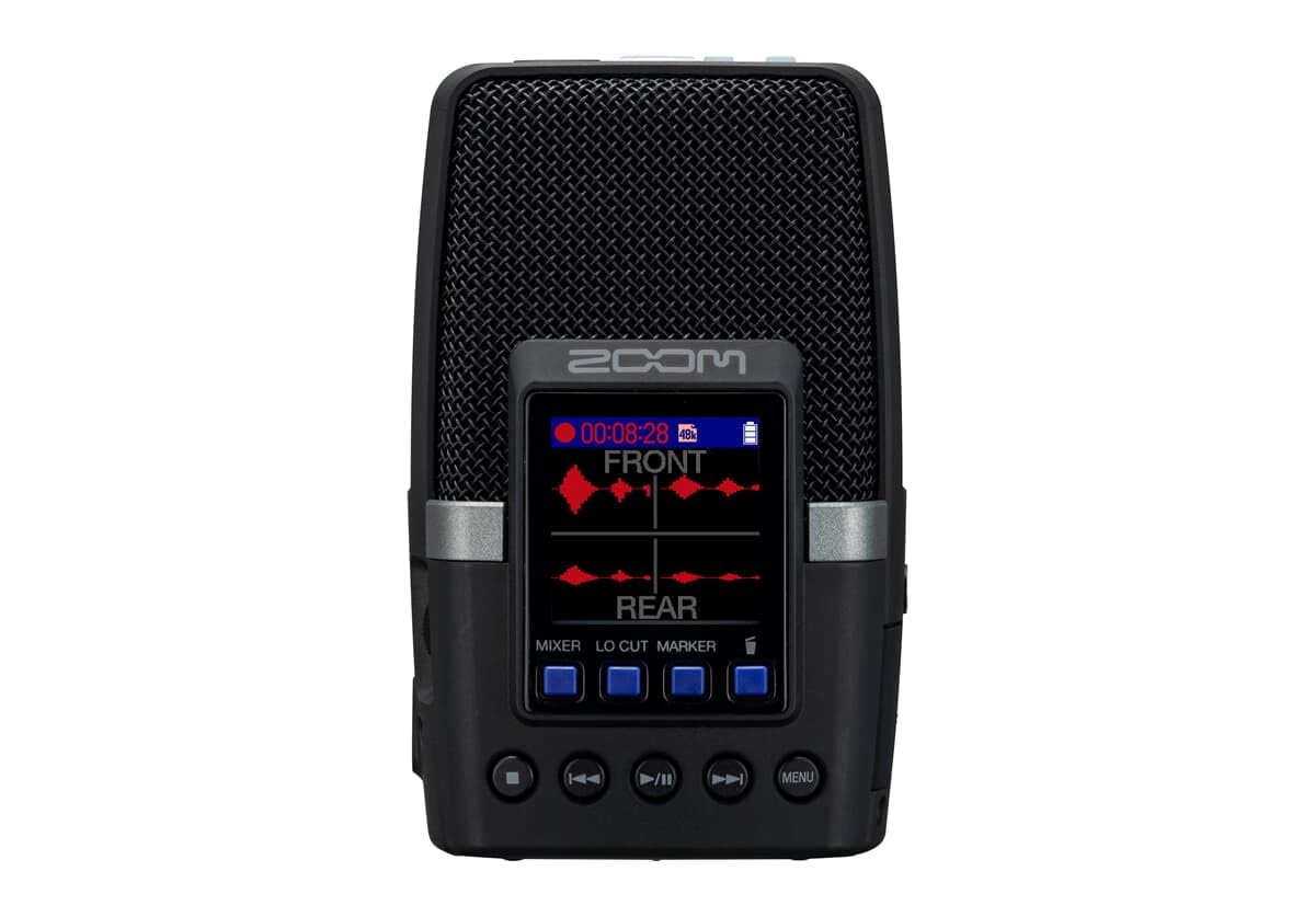 Zoom H2essential Multi-Mic Handy Recorder with 3 integrated microphones for 9 recording modes, surround recording, 32-bit 96 KHz, video podcasts, live streams, music, audio control guide, black