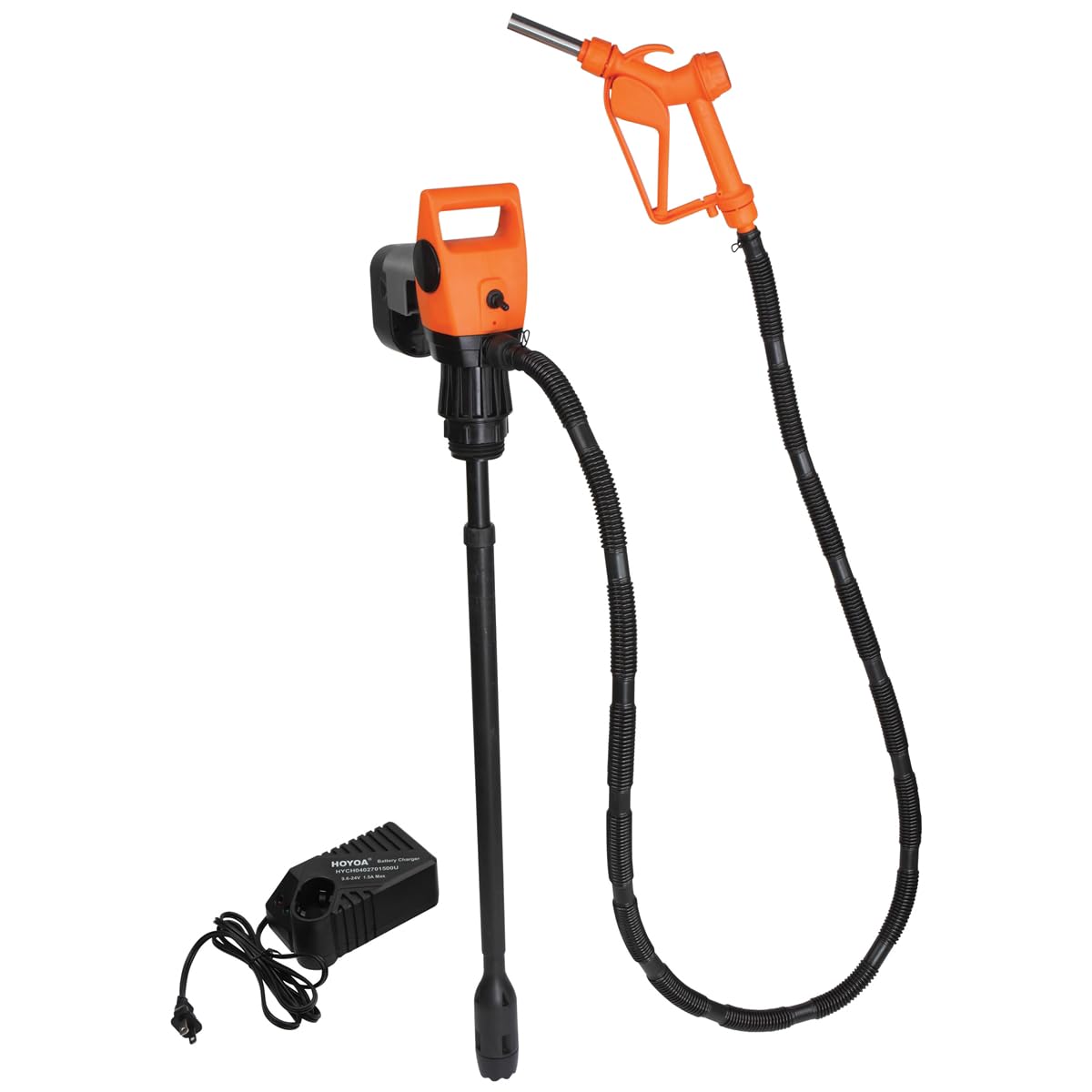 K Tool International 72215 Electric Drum Pump with 19.2V Rechargeable Battery for Garages, Repair Shops, and DIY, Telescoping, 7.4 GPM, 410 Liters per Charge, DEF, Diesel, Water, or Oil, 2" Bung