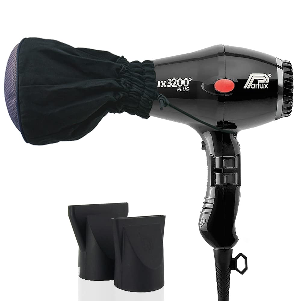 Parlux 3200 Plus Black Hair Dryer and M Hair Designs Metal Mesh Diffuser (Bundle 2 Items)