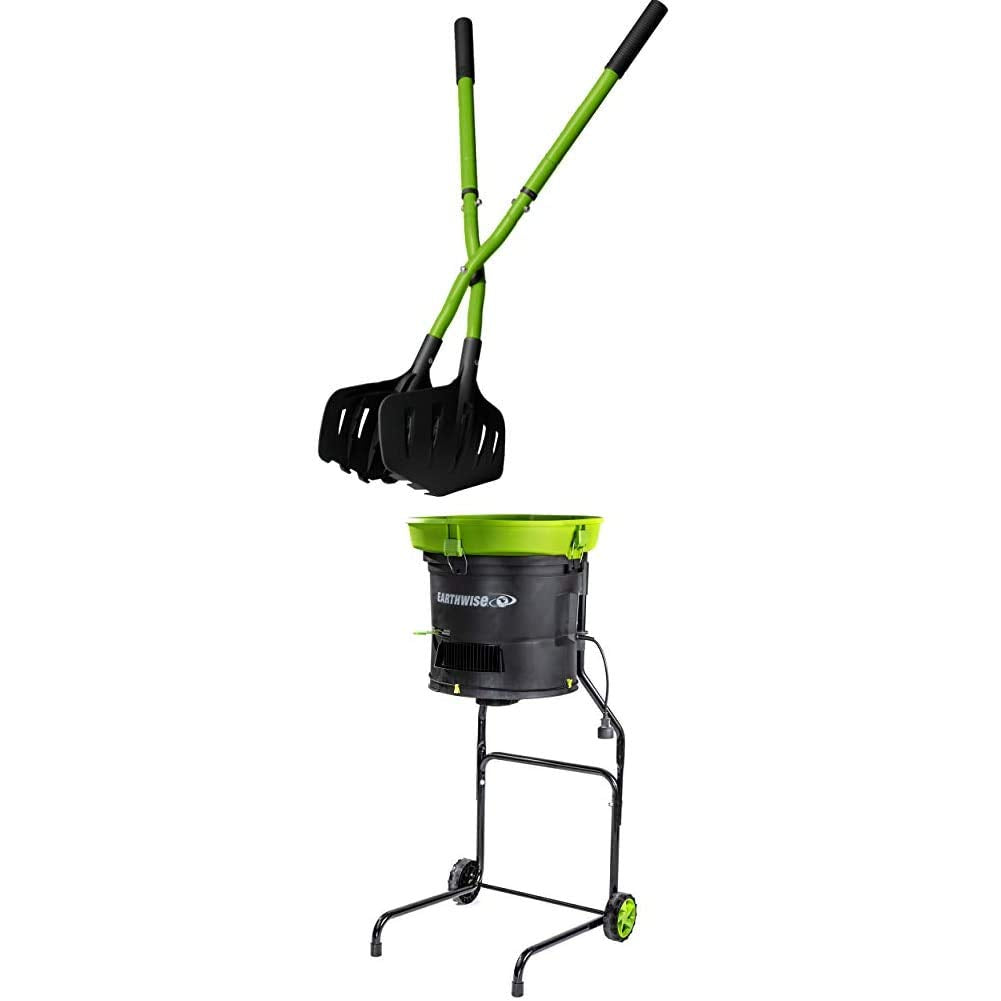 Earthwise 50002 Gator Grabber Leaf Clean-Up Tool & LM71313 Electric Leaf Shredder/Mulcher Bundle