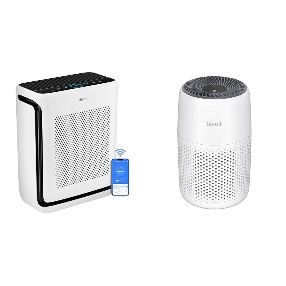 LEVOIT Air Purifiers for Home Large Room Up to 1900 Ft2 in 1 Hr with Washable Filters, Air Quality Monitor, Smart WiFi, HEPA Filter Captures Allergies, Pet Hair, Smoke, Pollen in Bedroom, Vital 200S (Core Mini)