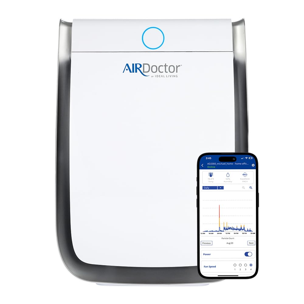 AIRDOCTOR 3500i SMART Air Purifier for Living Rooms & Bedrooms, 3 Stage Filtration with Pre-Filter, UltraHEPA, Carbon/VOC Captures Particles 100x Smaller Than HEPA Standard (AirDoctor 3500i Smart)