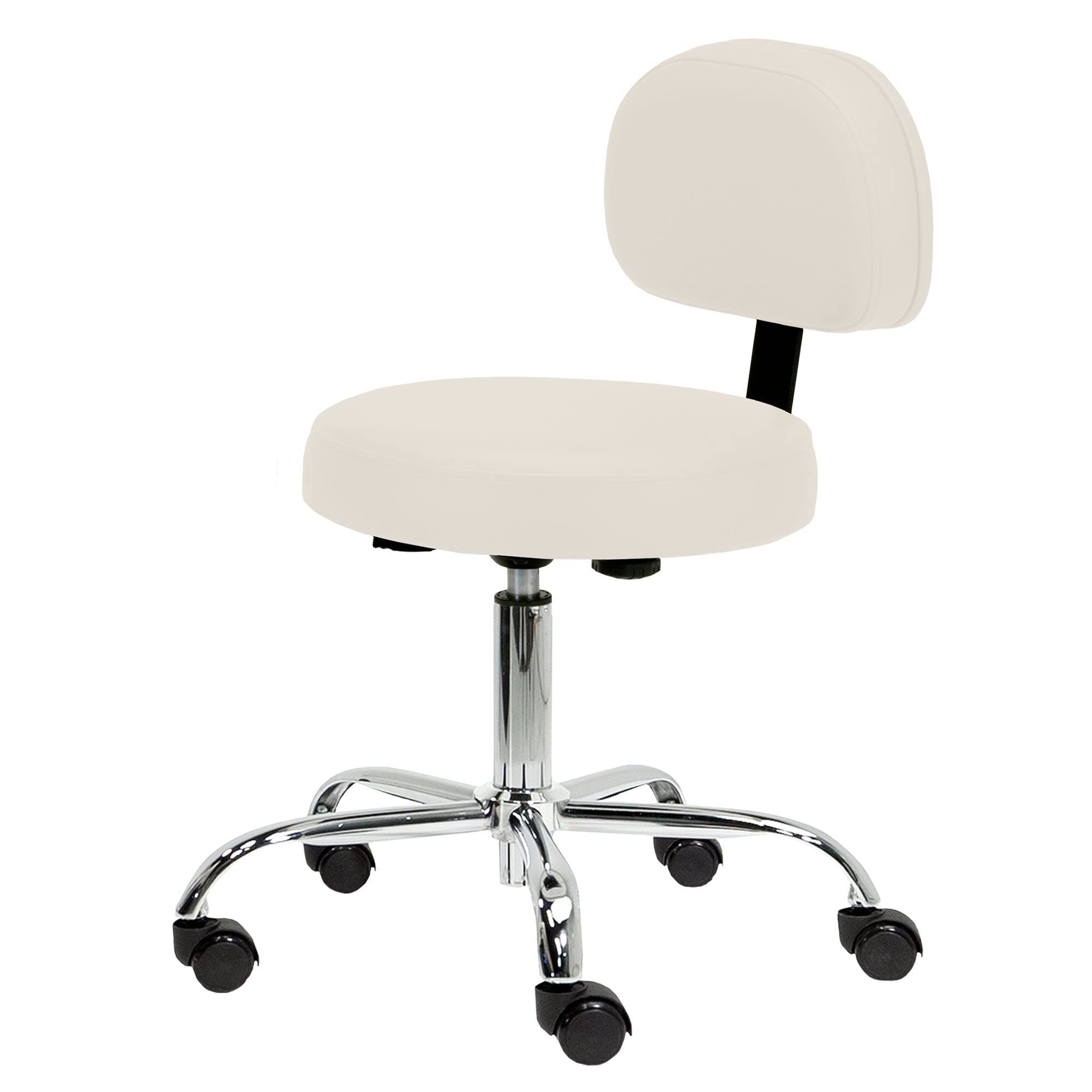 EARTHLITE Pneumatic Massage Rolling Stool with Backrest - No Leaking (vs. Hydraulic), Adjustable, CFC-Fre / Salon Medical Spa Facial Chair