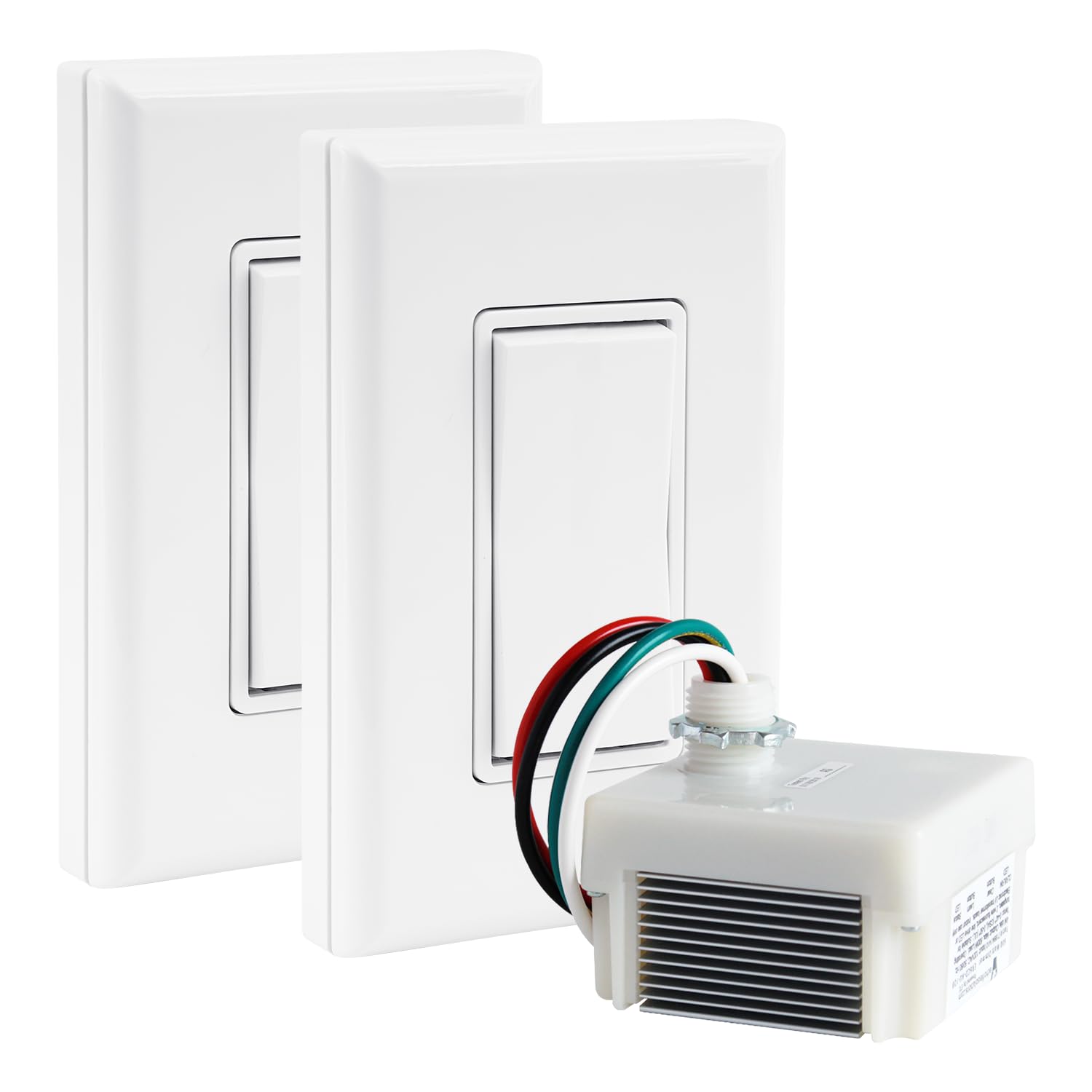 RunLessWire Dimming Self Powered (NO Batteries) Wireless Light Switch Kit - No Wiring, Battery, or WiFi Needed DIY Remote Control 3-Way Dimmer Kit: 1 Receiver, 2 Switches - White