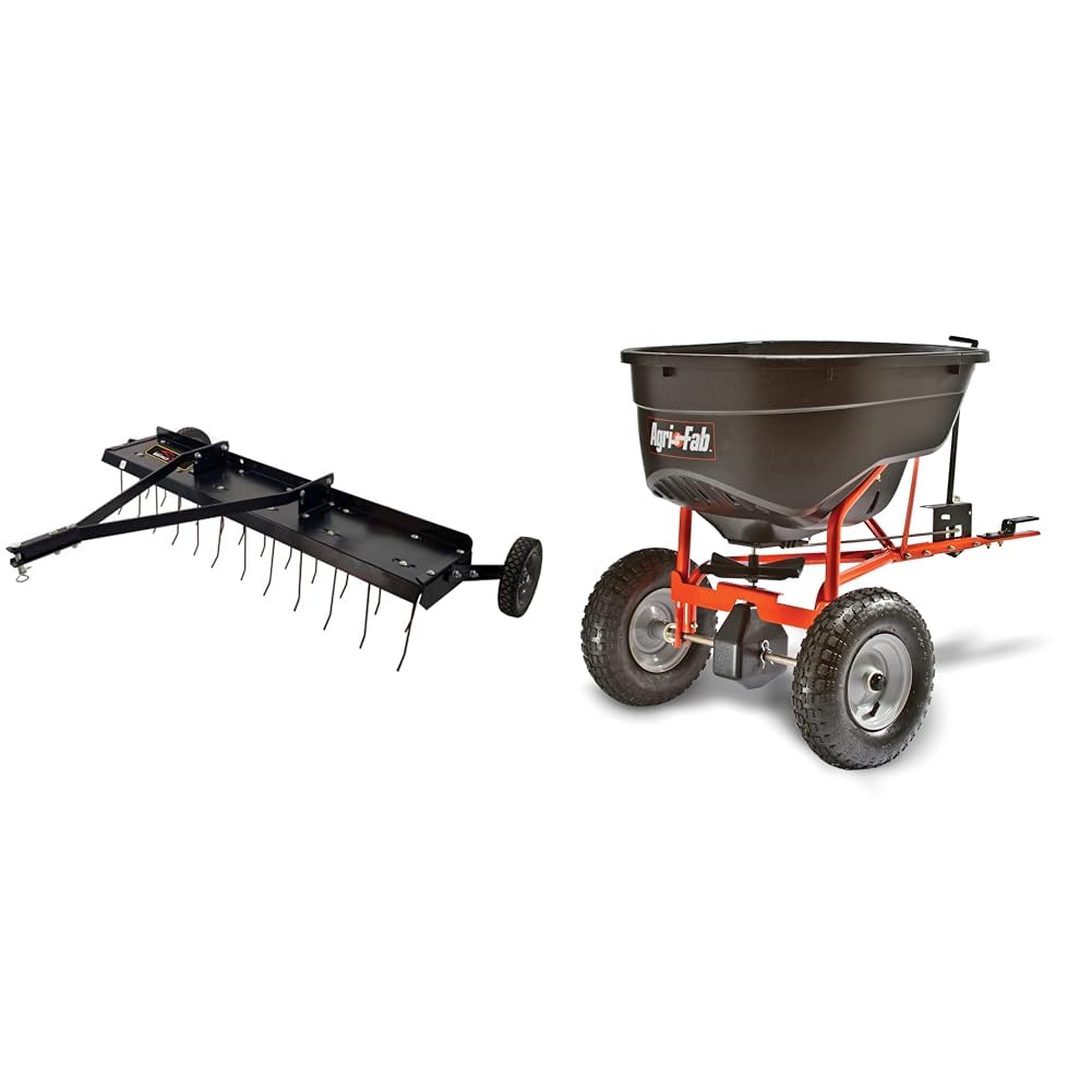 Brinly 48" Thatcher, Agri-Fab 130-lb Tow Broadcast Spreader & Accessories Bundle