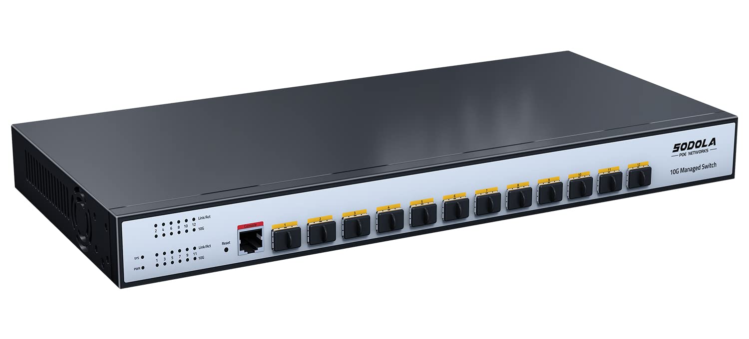 SODOLA 12 Port 10G SFP+ Smart Switch| L2/L3+ Smart Managed | DoS Attack Prevention | IPv6 | Static Routing | L2/L3QoS, IGMP & LAG | Limited Lifetime Protection Managed Ethernet Switch …