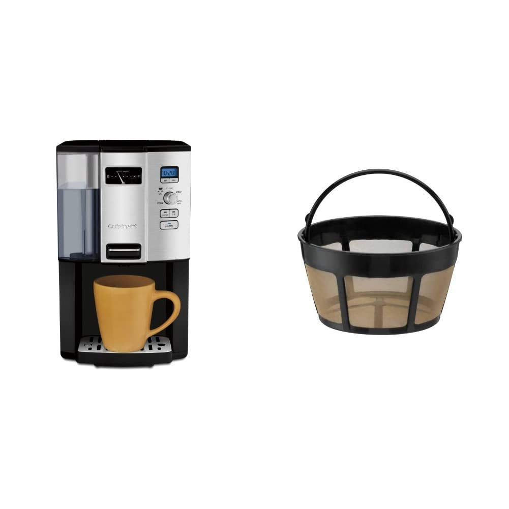 Cuisinart Coffee Maker, 12 Cup Programmable Drip, DCC-3000P1, Black & GTF-B Gold Tone Coffee Filter, Basket, Burr Mill