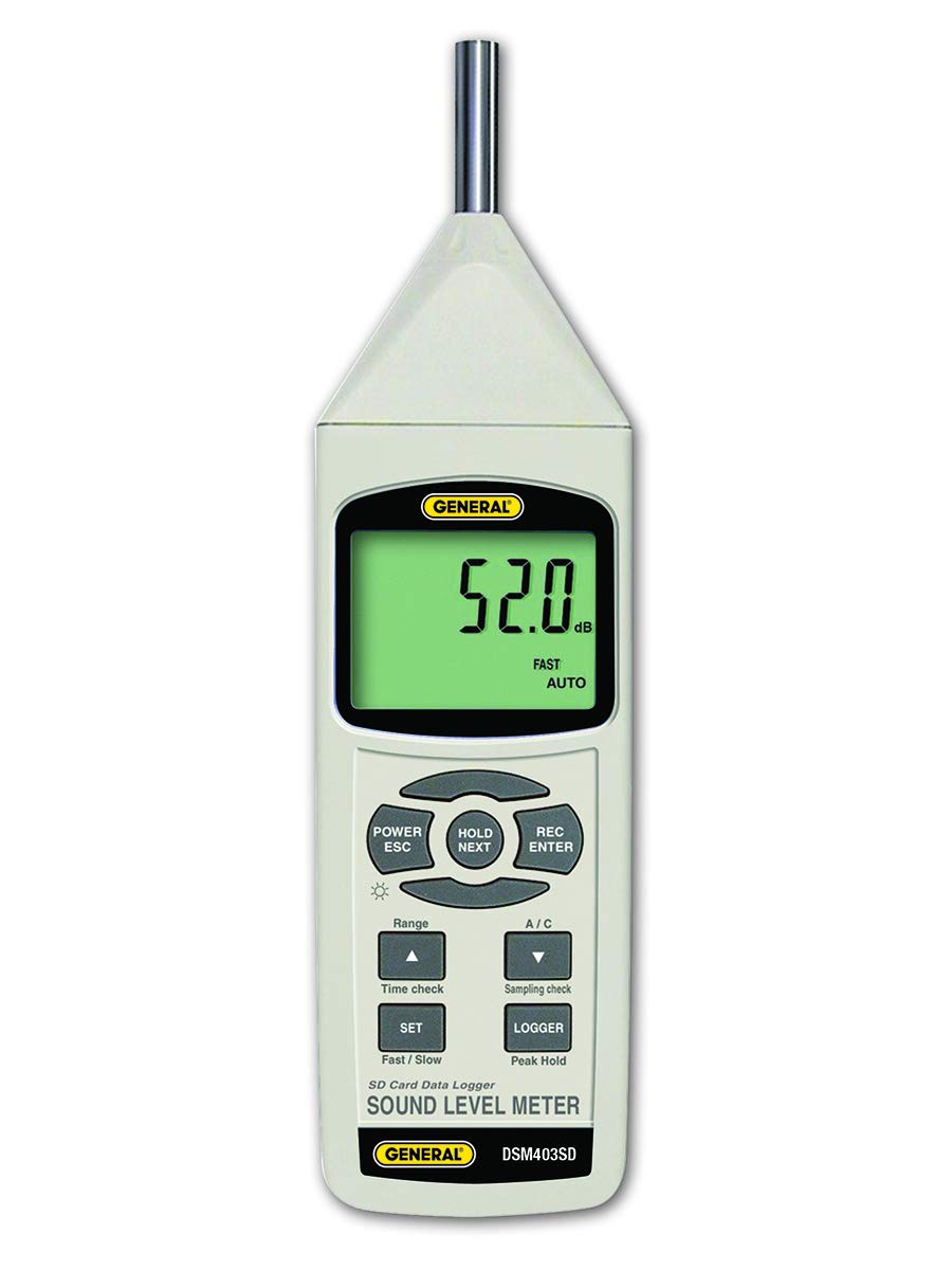 General Tools DSM403SD Sound Level Meter with Data Logging SD Card, Class 1 Sound
