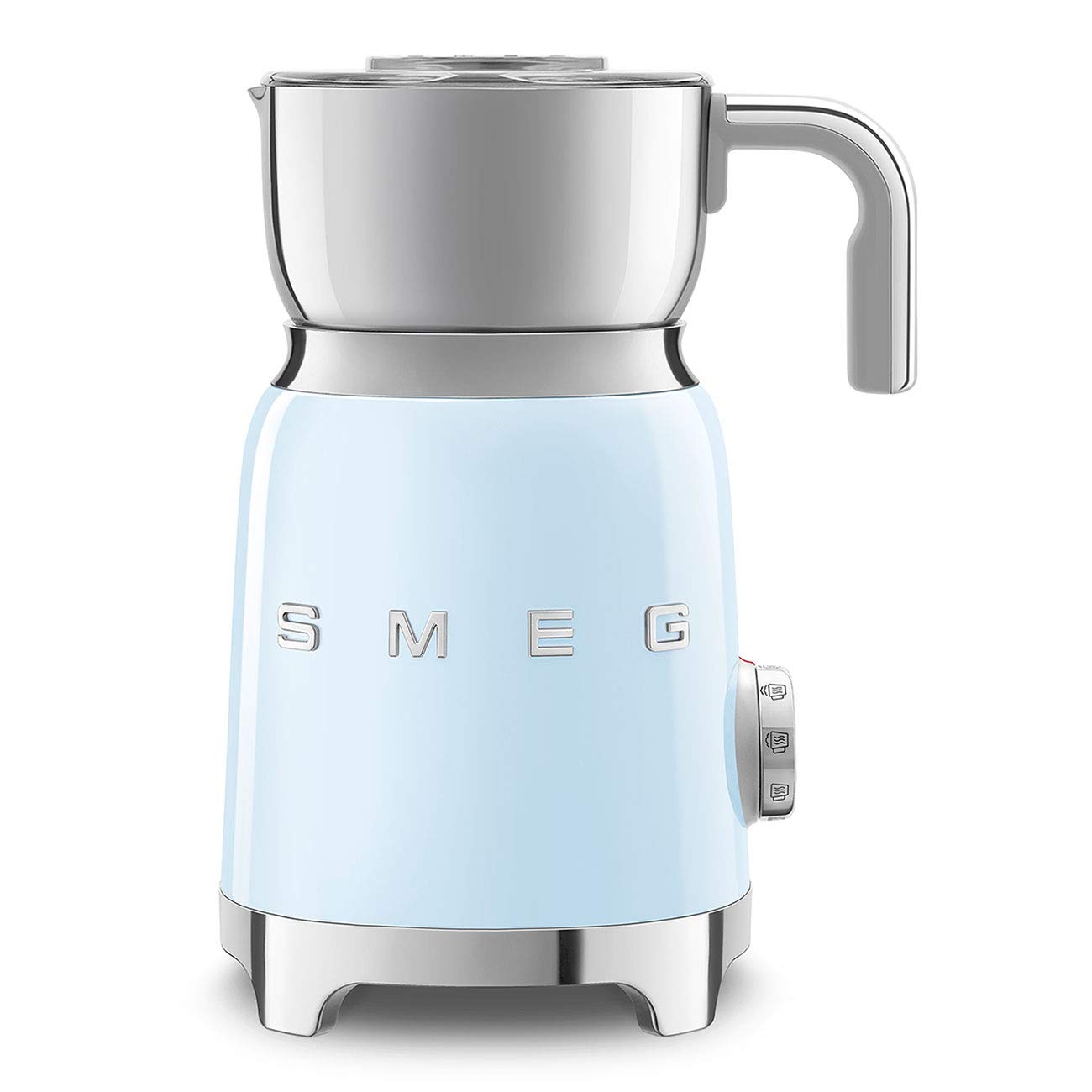 SMEG Retro 50's Style Milk Frother with 2 Disks 6 Preset Programs Hot or Cold Frothing and Induction Heating (Pastel Blue)