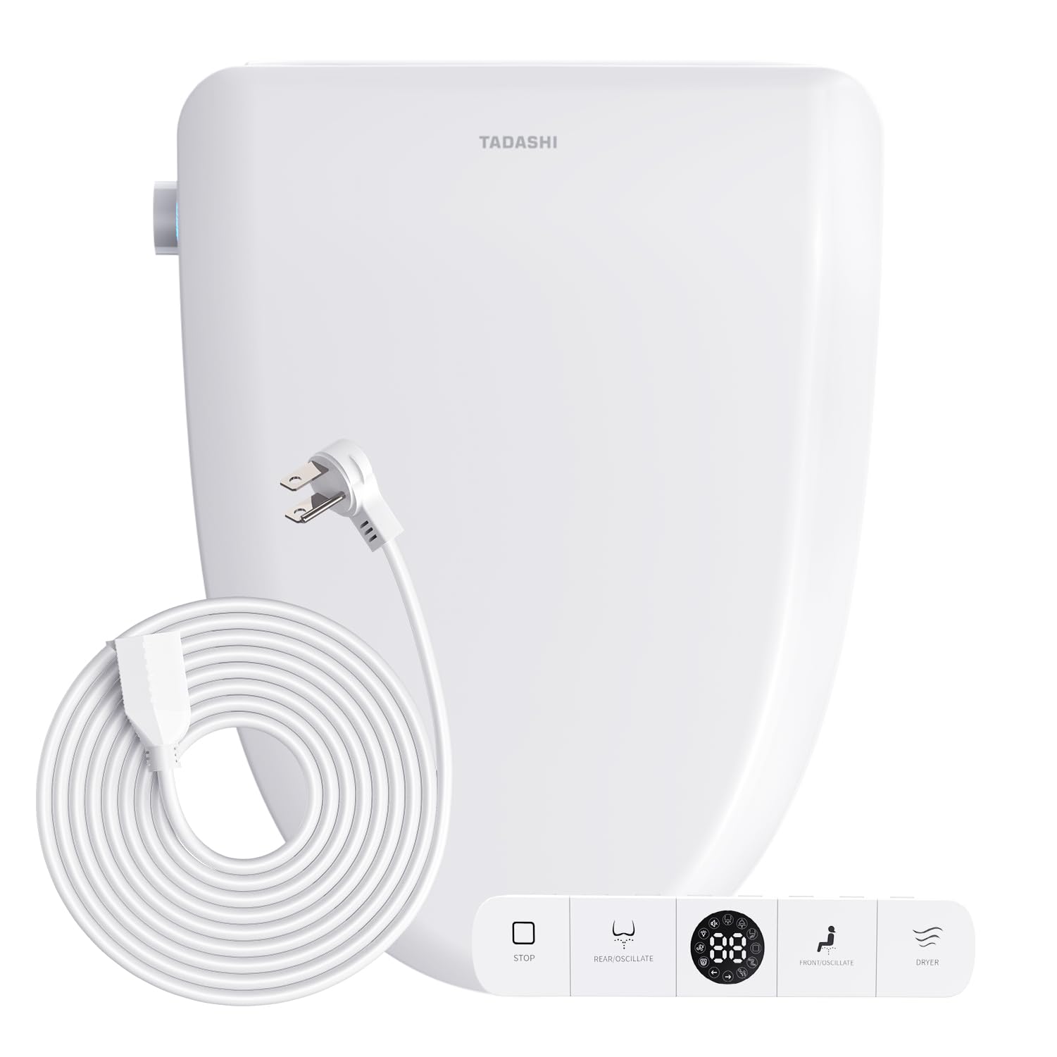 Tadashi Bidet Toilet Seat Elongated with 6FT Flat Plug Extension Cord