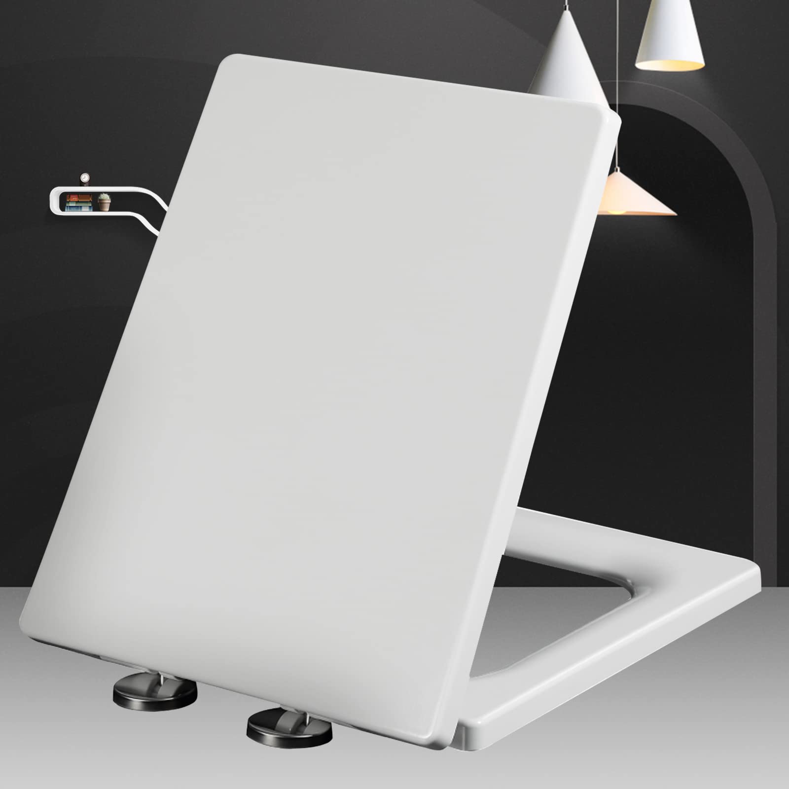 Toilet Seat White Soft Close Heavy Duty Loo Seat for Standard Toilets Toilet Seats Fittings and Fixtures Universal Included, Premium Universal Loo Seat,white-41~48 * 36.5cm