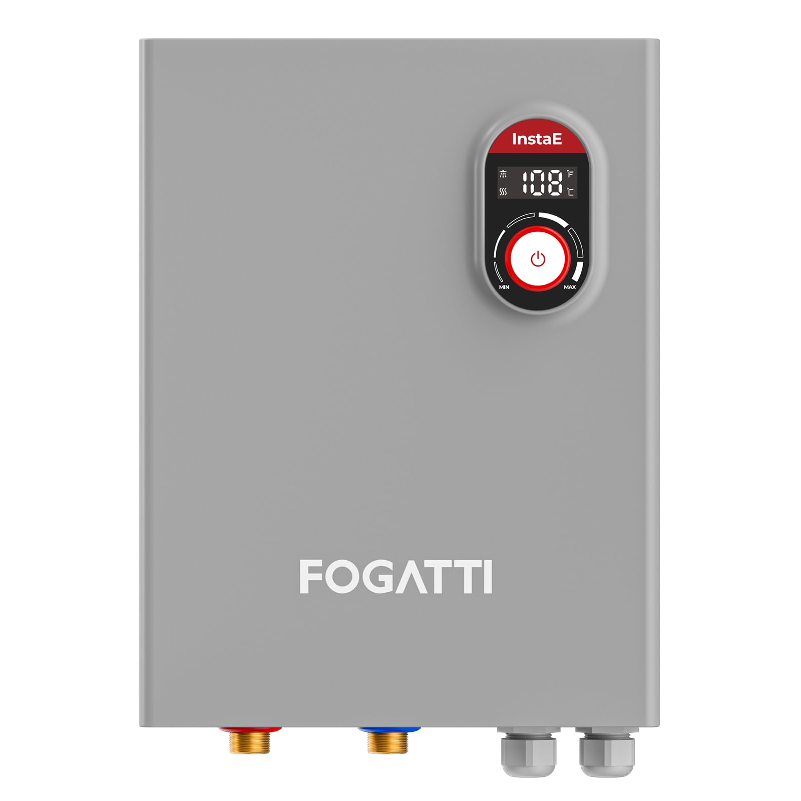 Electric Tankless Water Heater, FOGATTI 15kW 240Volts Hot Water Heater, 2-3 Point of Use Hot Water for the Whole House Shower,Self-Adjustment Function, Gray