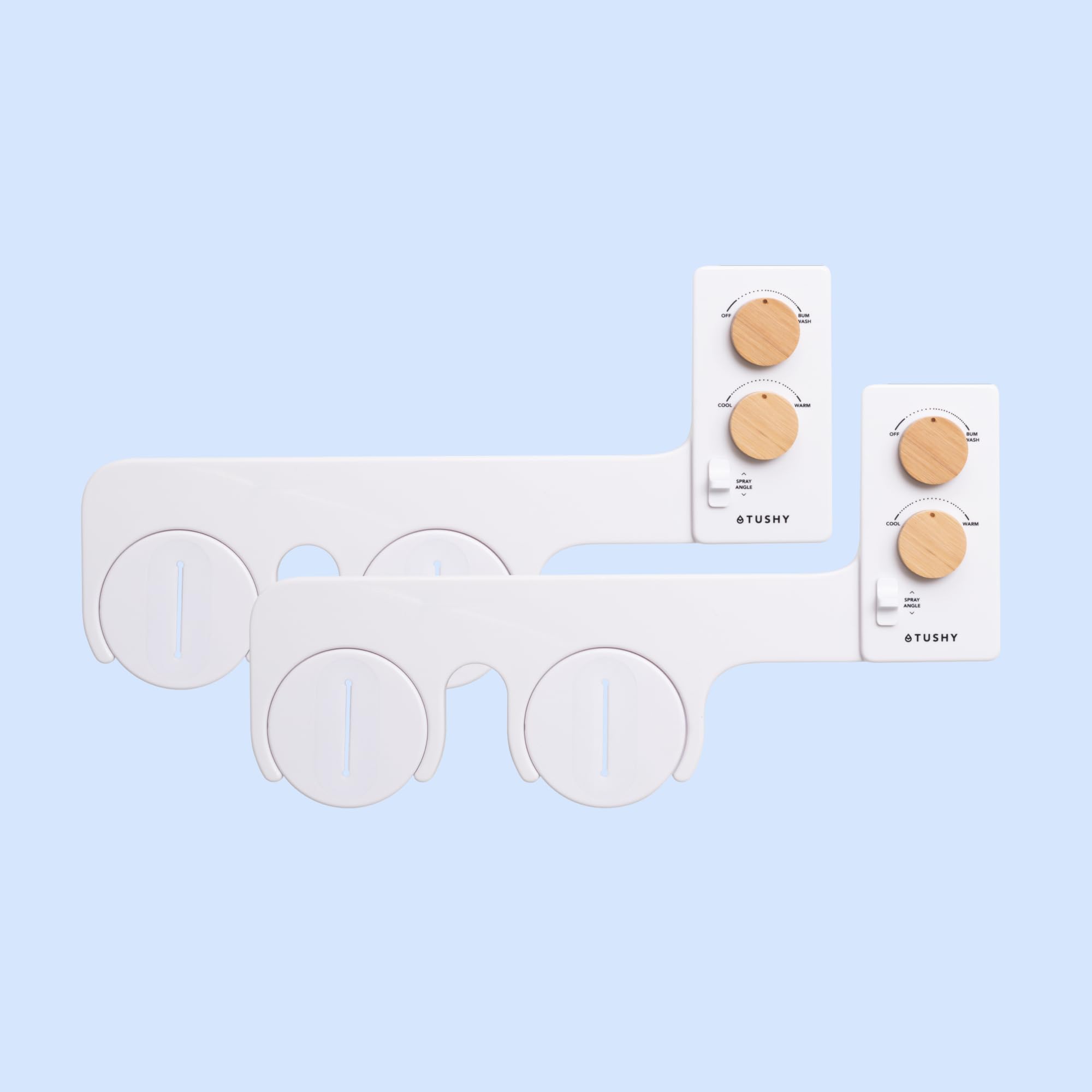 TUSHY Warm Water 3 Spa 2-Pack Bidet Toilet Seat Attachment | Non-Electric Self Cleaning Fresh Sprayer (Adjustable Pressure & Temperature. Easy 10 Minute Installation), White/Bamboo