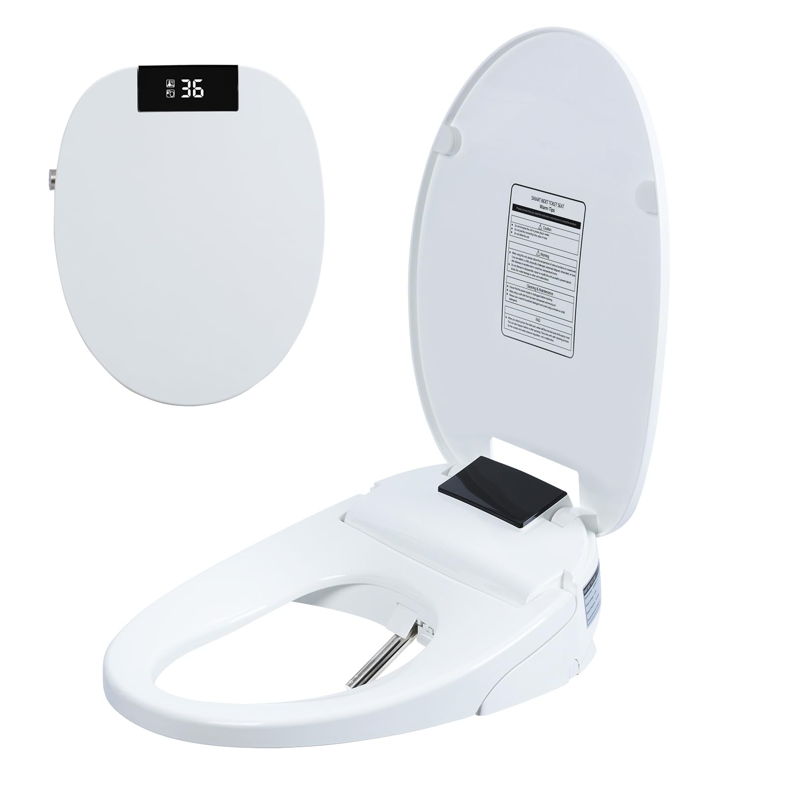 Electric Bidet Toilet Seat, Elongated V-shaped Heated Bidet with Dryer and Warm Water,Self-Clean Nozzle, Soft Close Toilet Seat with Remote Control, Quiet Operation, Smart Bidet Toilet Seat