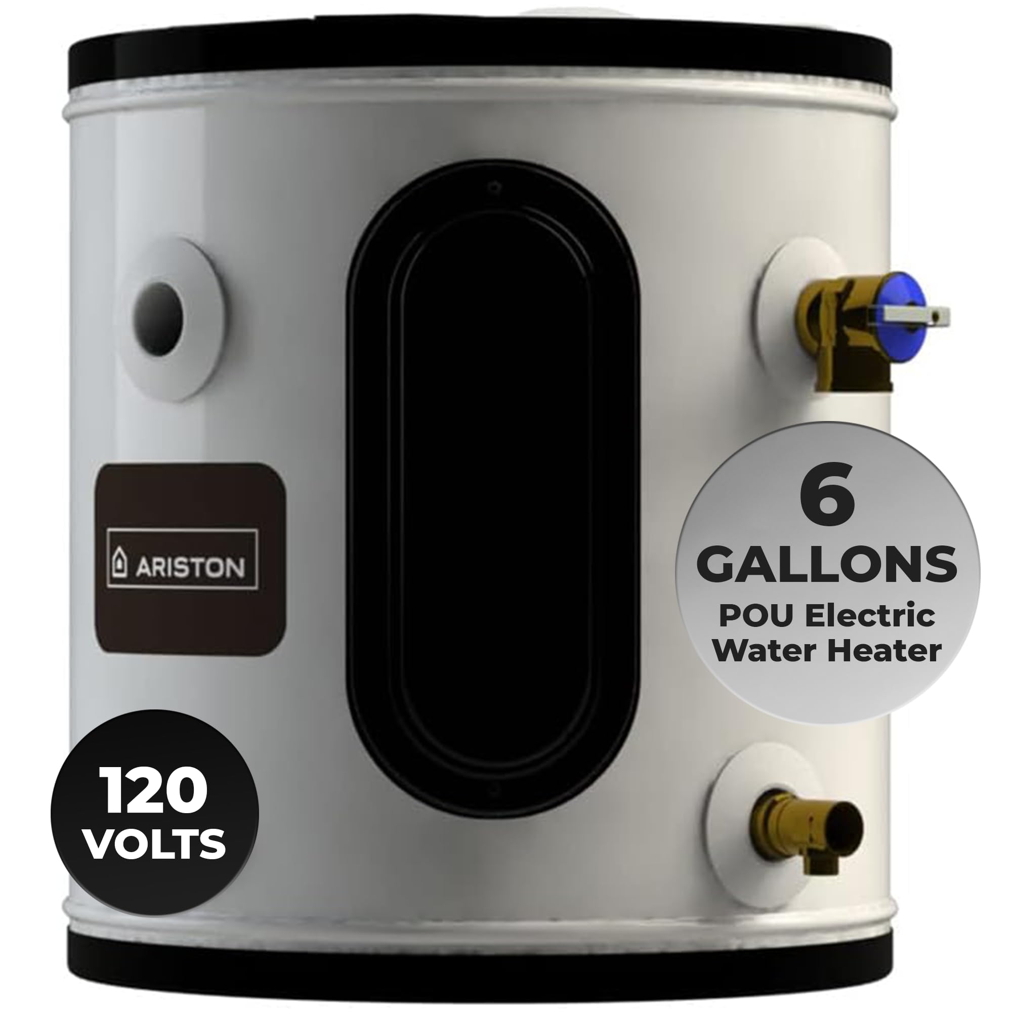 Ariston Electric Water Heater – Compact Point of Use Tank for RV, Camper, Small Spaces, Plug-in Heating Solution for Under Sink, Versatile Electric Tank for Bathroom, Shower – 6 Gallon, 120V