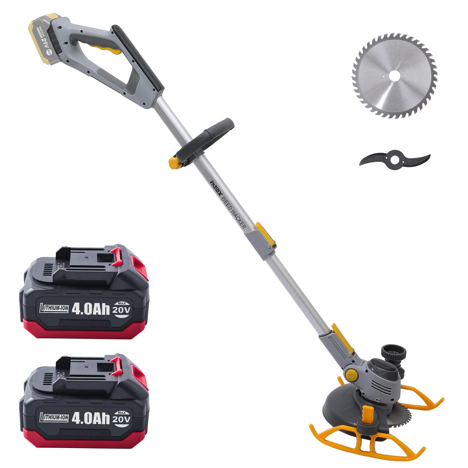 PATIOX Weed Wacker Cordless - PATIOX Electric Weed Trimmer Rechargeable 3 in 1 - Two 4.0 Ah Battery Powered Weed Whacker Cordless 20V Grass Trimmer with Blade and Charger